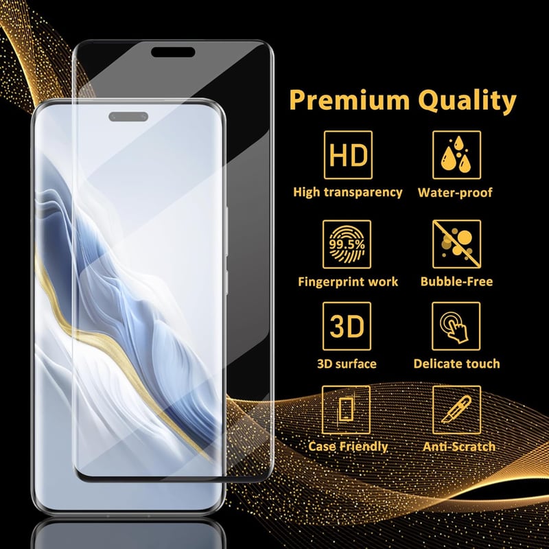 HOMEMO Honor Magic 6 Pro Védőüveg Szett - 2 db Képernyővédő + 2 db Kameravédő Üvegfólia, 9H Keménység, Karcálló, HD Tiszta, Ujjlenyomatbarát
