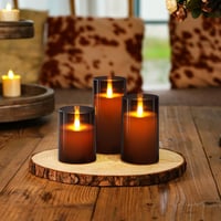 Set 3 Lumânări LED Flameless Gri Homemory cu Efect de Pâlpâire - Temporizator 2/4/6/8 Ore, Lumânări Electrice 2