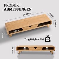 Homerays bambusz monitor állvány fiókkal, összeszerelés nélkül, asztali képernyő emelő - Classic style 7