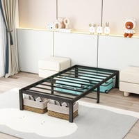 Cadru de pat metalic HOMERECOMMEND 90x200 cm, Negru - Somieră cu lamele metalice, Spațiu mare de depozitare, Ușor de asamblat 4