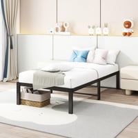 Cadru de pat metalic HOMERECOMMEND 90x200 cm, Negru - Somieră cu lamele metalice, Spațiu mare de depozitare, Ușor de asamblat 1