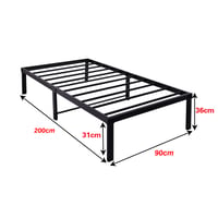 Cadru de pat metalic HOMERECOMMEND 90x200 cm, Negru - Somieră cu lamele metalice, Spațiu mare de depozitare, Ușor de asamblat 2