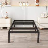 Cadru de pat metalic HOMERECOMMEND 90x200 cm, Negru - Somieră cu lamele metalice, Spațiu mare de depozitare, Ușor de asamblat 5