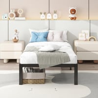 Cadru de pat metalic HOMERECOMMEND 90x200 cm, Negru - Somieră cu lamele metalice, Spațiu mare de depozitare, Ușor de asamblat 3