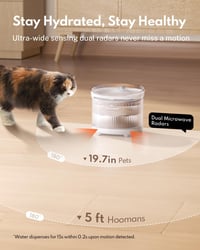 HomeRunPet Vezeték Nélküli Macska Ivókút Mozgásérzékelővel, 7800 mAh Akkumulátor, BPA-Mentes Vízadagoló Cicáknak, 2L 6