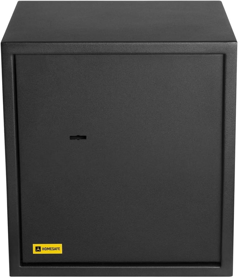 HomeSafe HV38K Bútorszéf Kulcsos Zárral - 38x35x35 cm Acél Páncélszekrény Pénz, Ékszer és Dokumentum Tárolásához, Falra és Padlóra Rögzíthet