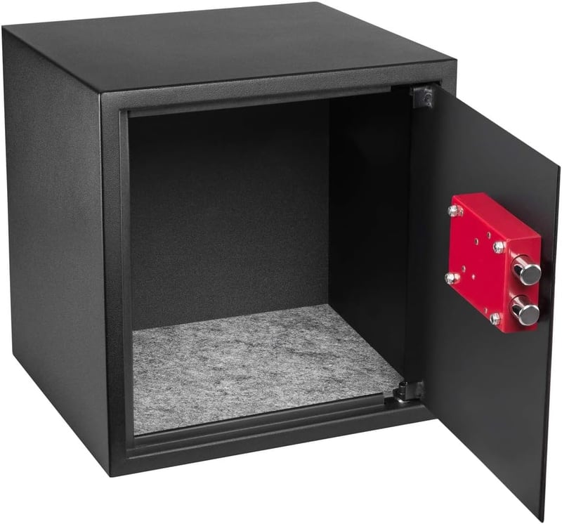 HomeSafe HV38K Bútorszéf Kulcsos Zárral - 38x35x35 cm Acél Páncélszekrény Pénz, Ékszer és Dokumentum Tárolásához, Falra és Padlóra Rögzíthet