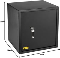 HomeSafe HV38K Bútorszéf Kulcsos Zárral - 38x35x35 cm Acél Páncélszekrény Pénz, Ékszer és Dokumentum Tárolásához, Falra és Padlóra Rögzíthet 8
