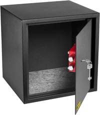 HomeSafe HV38K Bútorszéf Kulcsos Zárral - 38x35x35 cm Acél Páncélszekrény Pénz, Ékszer és Dokumentum Tárolásához, Falra és Padlóra Rögzíthet 4