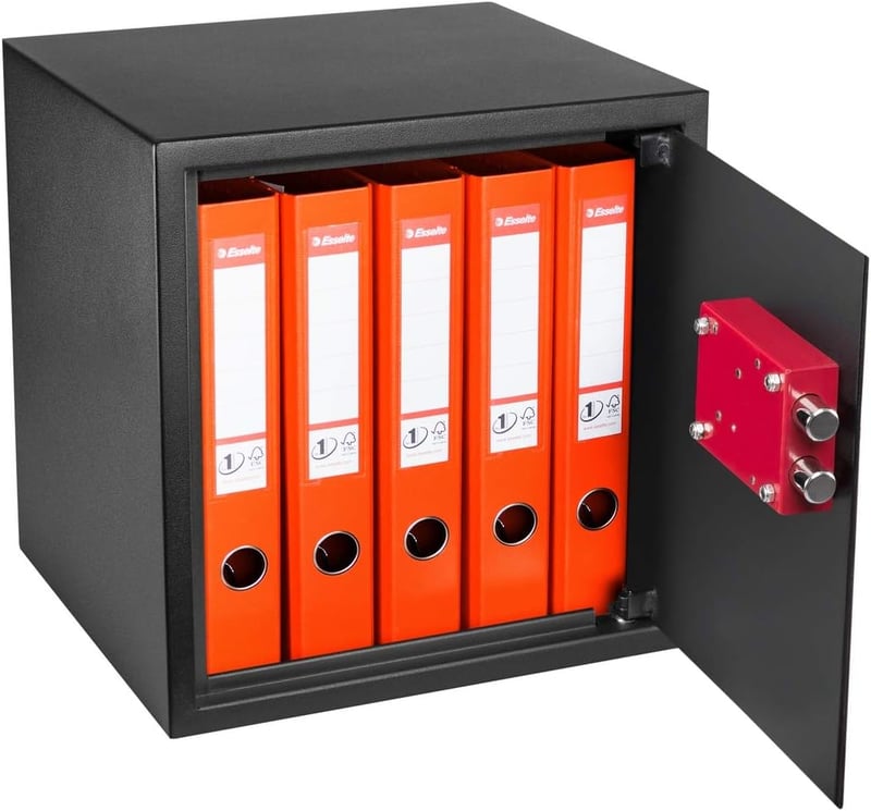 HomeSafe HV38K Bútorszéf Kulcsos Zárral - 38x35x35 cm Acél Páncélszekrény Pénz, Ékszer és Dokumentum Tárolásához, Falra és Padlóra Rögzíthet