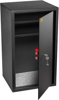 HomeSafe HV70K Széf Kulcsos Zárral, 70x40x36 cm, Nagy Méretű Acél Páncélszekrény Otthoni Értéktároláshoz, 2 Állítható Polccal, Falra Szerelh 3
