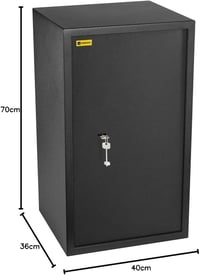 HomeSafe HV70K Széf Kulcsos Zárral, 70x40x36 cm, Nagy Méretű Acél Páncélszekrény Otthoni Értéktároláshoz, 2 Állítható Polccal, Falra Szerelh 8