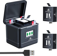 Set 2 acumulatori Homesuit Enduro 1800 mAh cu încărcător LCD cu 3 canale, compatibil cu GoPro Hero 11 Black, Hero 10 Black, Hero 9 Black 1