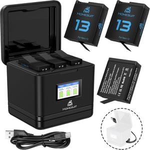 Homesuit Hero 13 Enduro akkumulátor 2300 mAh LCD kijelző USB Type C 3 csatornás kompatibilis GoPro Hero 13 Black 3 db