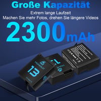 Set 3 acumulatori Homesuit Hero 13 Enduro 2300 mAh cu afișaj LCD, încărcător USB Type-C cu 3 canale, compatibil cu GoPro Hero 13 Black 3