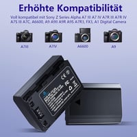 Homesuit NP-FZ100 Akkumulátor Csomag (2db) és Dupla Töltő Sony ZV-E1 FX3 A7RIII A7RV A7IV A7C A6600 A6700 Alpha A1 A9 Fényképezőgépekhez 228 2