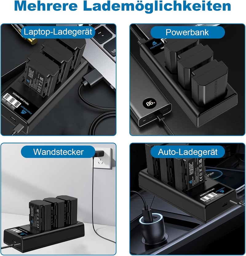 Homesuit NP-FZ100 Akkumulátor Szett 2500 mAh 3 db + LCD Töltő Sony ZV-E1 FX3 A7R III IV V A7S III A7 III IV C A6600 A6700 Alpha A1 A9 Kamerá