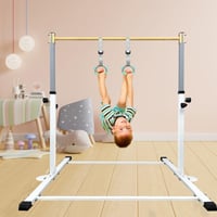 HomeSun Tornagerenda Gyerekeknek Gyűrűkkel, 90-150 cm Állítható Magasságú Tornaeszköz, 100 kg Teherbírású Edzőrúd Otthoni Edzéshez, 3-15 Éve 7