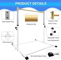 HomeSun Tornagerenda Gyerekeknek Gyűrűkkel - Állítható Magasságú 90-150 cm Tornaállvány, 100 kg Teherbírású Edzőeszköz, Egyszerű Összeszerel 3