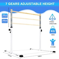 HomeSun Tornagerenda Gyerekeknek Gyűrűkkel - Állítható Magasságú 90-150 cm Tornaállvány, 100 kg Teherbírású Edzőeszköz, Egyszerű Összeszerel 2