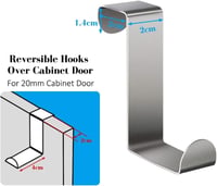 Homewit Ajtóakasztó 8 db rozsdamentes acél, 16 db védőhab betéttel, konyha fürdőszoba, 20 vagy 40 mm ajtóra, 4 cm/2 cm 3