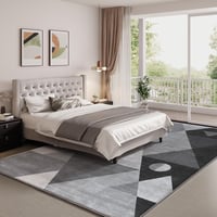 HOMFINE Modern geometrikus szőnyeg szürke 200 x 300 cm 10 mm vastag, mosható rövid szál, csúszásgátló aljjal nappaliba 2