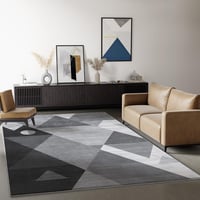 HOMFINE Modern geometrikus szőnyeg szürke 200 x 300 cm 10 mm vastag, mosható rövid szál, csúszásgátló aljjal nappaliba 8
