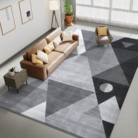 HOMFINE Modern geometrikus szőnyeg szürke 200 x 300 cm 10 mm vastag, mosható rövid szál, csúszásgátló aljjal nappaliba 1