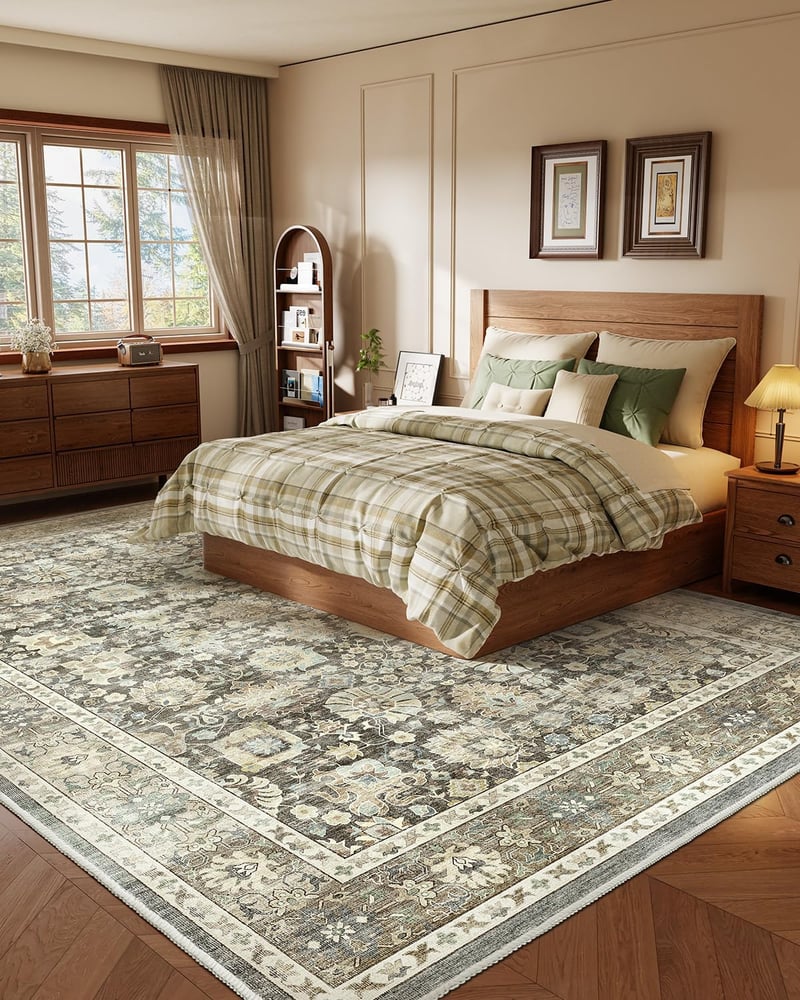 HOMFINE szürke vintage szőnyeg 240x340 cm mosható boho nappali hálószoba
