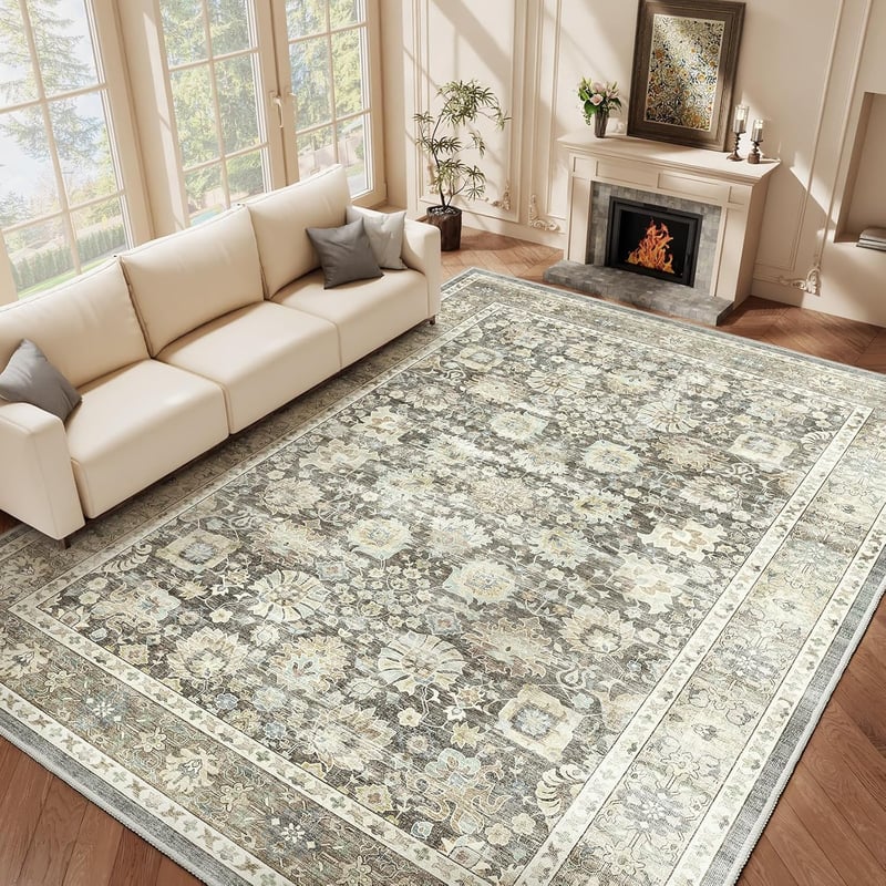 HOMFINE szürke vintage szőnyeg 240x340 cm mosható boho nappali hálószoba