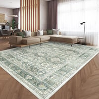 HOMFINE Vintage Szőnyeg 300x400cm Zöld Mosható Rövid Szálú Nappali Hálószoba Szőnyeg 1