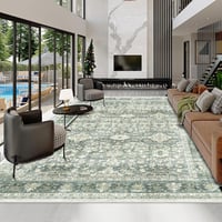 HOMFINE Vintage Szőnyeg 300x400cm Zöld Mosható Rövid Szálú Nappali Hálószoba Szőnyeg 6