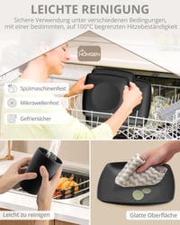 HOMGEN 12-dielna súprava plastových tanierov a misiek, čierna kempingová súprava, vhodná do umývačky riadu a mikrovlnnej rúry, ľahká a stohovateľná 5