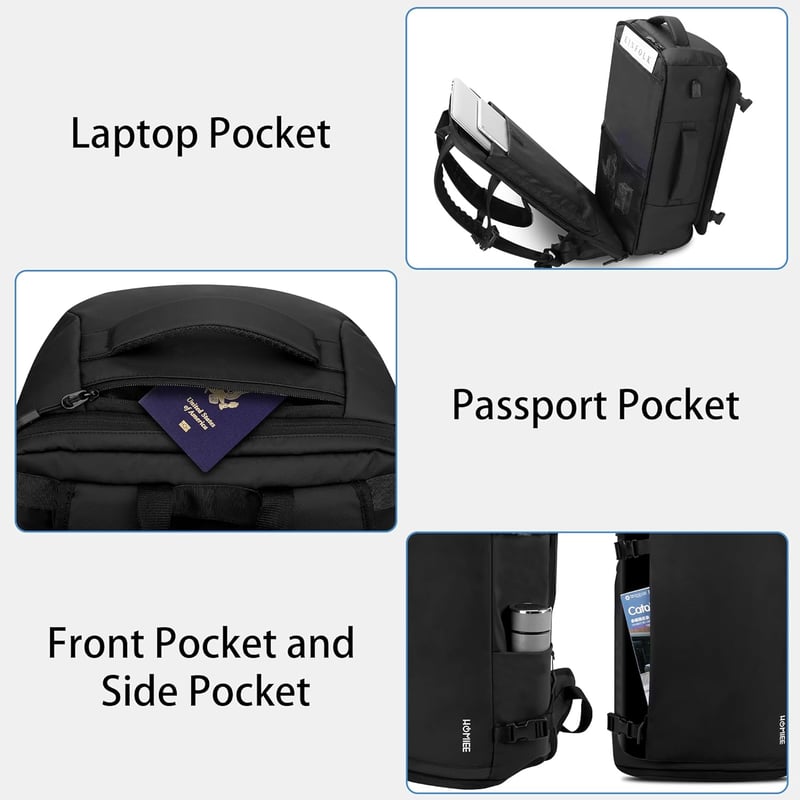 HOMIEE 40L Utazó Hátizsák Vízálló Laptop Táska 15.6-17.3 Cipőtartóval