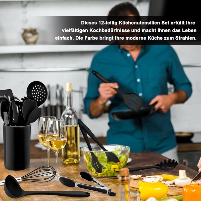 Homikit 12 részes szilikon konyhai eszköz készlet, hőálló, mosogatógépben mosható