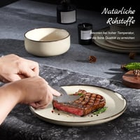 Homikit 18 részes étkészlet 6 személyre, reaktív mázas kőedény, mikróhullámú és mosogatógépben mosható 4
