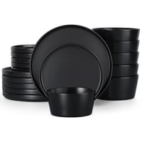 Set de veselă din ceramică Homikit, 18 piese pentru 6 persoane, farfurie întinsă, farfurie pentru desert, bol pentru cereale, compatibil cu microunde și mașina de spălat vase, rezistent la zgârieturi 1