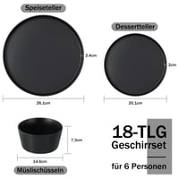 Set de veselă din ceramică Homikit, 18 piese pentru 6 persoane, farfurie întinsă, farfurie pentru desert, bol pentru cereale, compatibil cu microunde și mașina de spălat vase, rezistent la zgârieturi 2