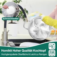 Homikit 22 cm rozsdamentes acél főzőedény 4,7 L indukciós serpenyő üvegfedővel 7