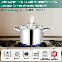 Homikit 22 cm rozsdamentes acél főzőedény 4,7 L indukciós serpenyő üvegfedővel 5