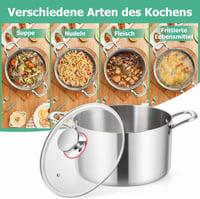 Homikit 3 rétegű rozsdamentes acél főzőedény üvegfedővel - 24 cm, 5,3 L 5
