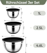 Homikit 3 részes rozsdamentes keverőtál szilikon alappal és fedővel 2