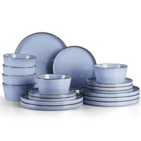 Homikit Set posuđa za 6 osoba - 18-dijelni set od kamenine s reaktivnom glazurom, zdjelice za žitarice, desertni i tanjuri za večeru, pogodno za mikrovalnu pećnicu i perilicu posuđa. 1