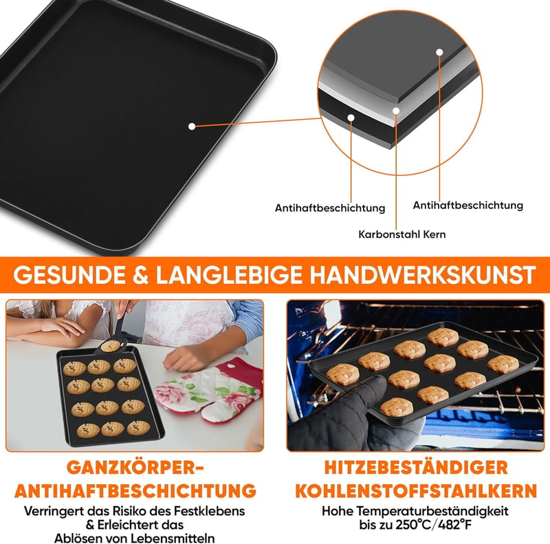 Homikit nagy sütőtepsi, 40,5x2,5 cm, nemtapadó acél, téglalap alakú