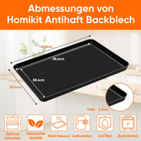 Homikit nagy sütőtepsi, 40,5x2,5 cm, nemtapadó acél, téglalap alakú 2