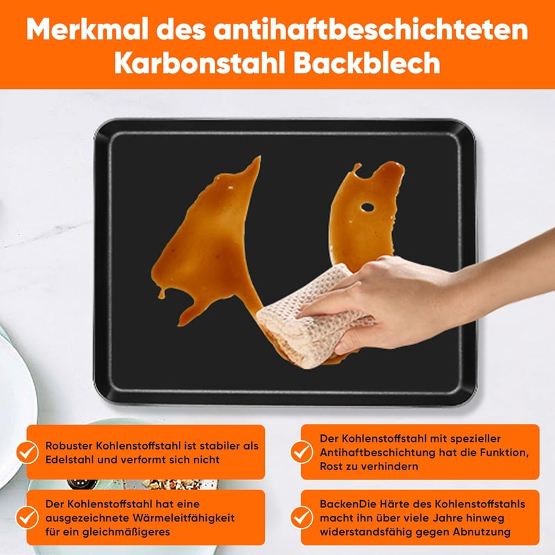Homikit nagy sütőtepsi, 40,5x2,5 cm, nemtapadó acél, téglalap alakú