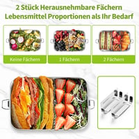 Homikit rozsdamentes acél ebéddoboz 1400ml 2 rekeszes szivárvásmentes 5