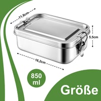 Homikit Nerezový obedár s 2 priehradkami, 850 ml Bento box pre deti aj dospelých, nepriepustný, s vyberateľnou prepážkou 2