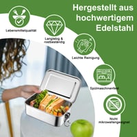 Homikit Nerezový obedár s 2 priehradkami, 850 ml Bento box pre deti aj dospelých, nepriepustný, s vyberateľnou prepážkou 4