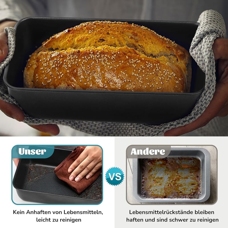 Homikit rozsdamentes kenyérsütő forma szett 2 db, téglalap alakú kenyér és torta forma